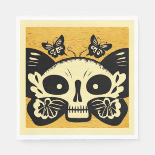 Day of the Dead Butterflies Woodcut 1 Napkin