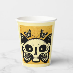 Day of the Dead Butterflies Woodcut 1 Paper Cups
