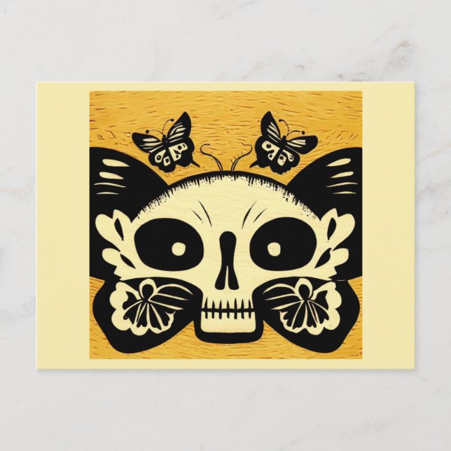 Day of the Dead Butterflies Woodcut 1 Postcard (Front)