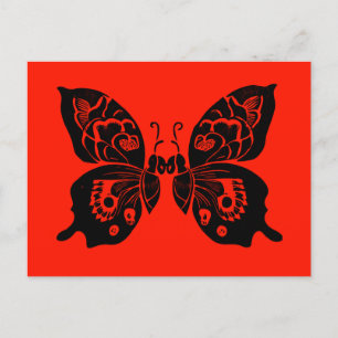 Day of the Dead Butterflies Woodcut 4 Holiday Postcard