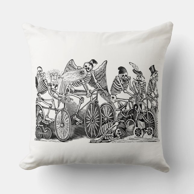 Day of the Dead - Calavera las biciletas Pillow (Front)