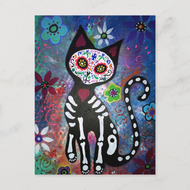 Day of the Dead Cat by Prisarts Postcard (Front)