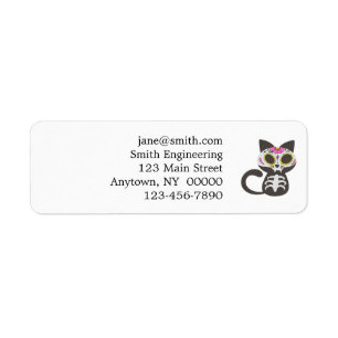 Day of the dead cat - Choose background color Return Address Label