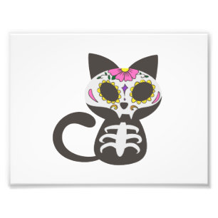 Day of the dead cat - Choose background colour Photo Print