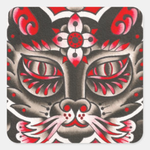 Day of the Dead Cat Square Sticker