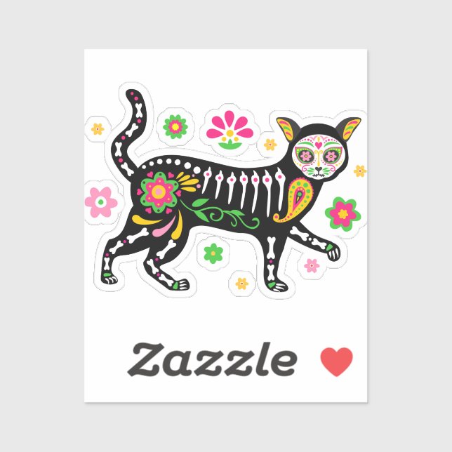 Day of the Dead Cat Sticker (Sheet)