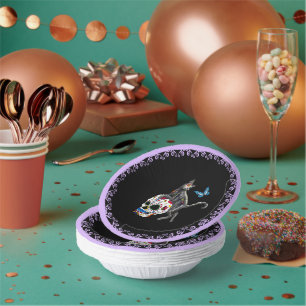 Day Of The Dead Cat Sugar Skull And Butterfly Paper Plate