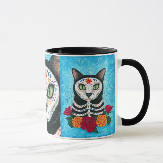 Day of the Dead Cat Sugar Skull Art Mug (Right)