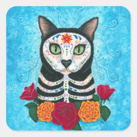 Day of the Dead Cat Sugar Skull Cat Art