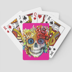 Day of the Dead Catrina Calavera with Flowers Playing Cards