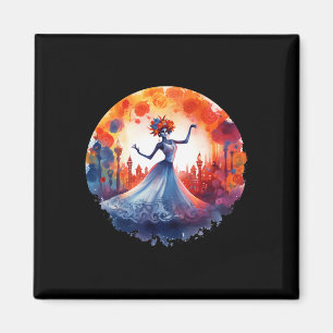 Day Of The Dead Catrina Lady Sugar Skull Dia De Lo Magnet