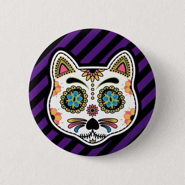 Day of the Dead Cats Sugar Skull 6 Cm Round Badge (Front)
