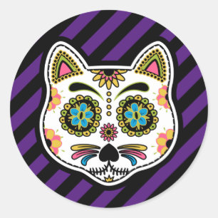 Day of the Dead Cats Sugar Skull Classic Round Sticker