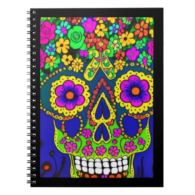 day of the dead celebration in bright colours  notebook (Front)