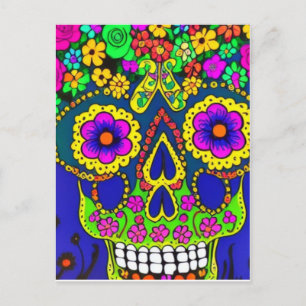 day of the dead celebration in bright colours  postcard