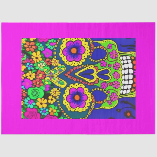 day of the dead celebration in bright colours  tissue paper (Front)