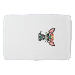 Day of the Dead Chihuahua  Cute Sugar Skull Dog wi Bath Mat