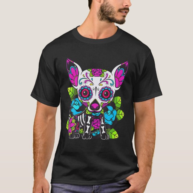 Day Of The Dead Chihuahua, Demonic Chihuahua Sugar T-Shirt (Front)