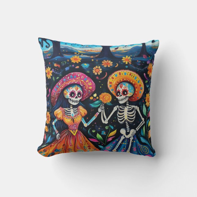 Day of the dead colorful design cushion (Front)