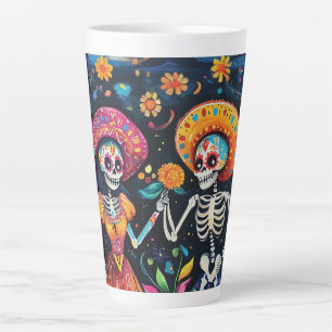 Day of the dead colorful design latte mug
