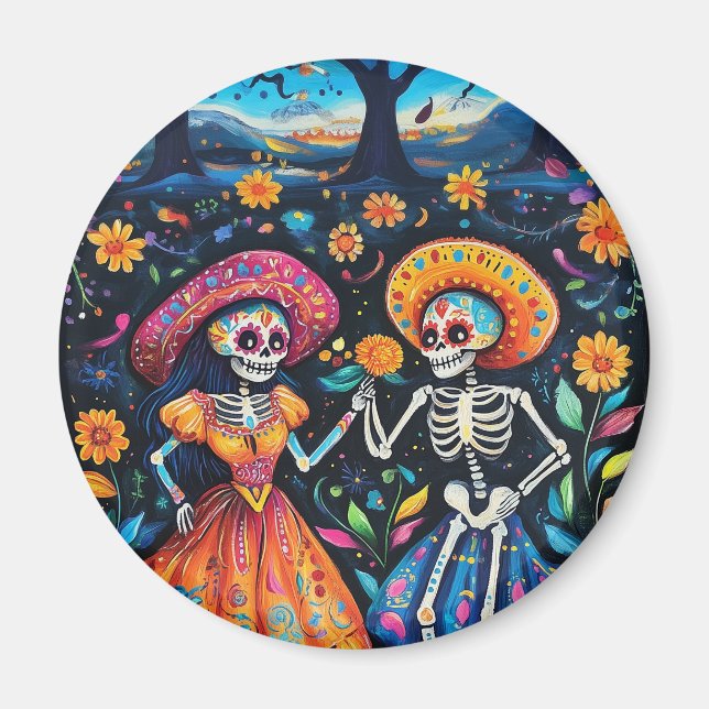 Day of the dead colorful design magnet (Front)