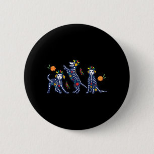 Day Of The Dead Colourful Skeleton Dogs Mexican 6 Cm Round Badge