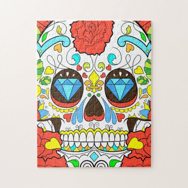 Day of the Dead Colourful Skull Art Jigsaw Puzzle (Vertical)