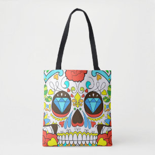 Day of the Dead Colourful Skull Art Tote Bag