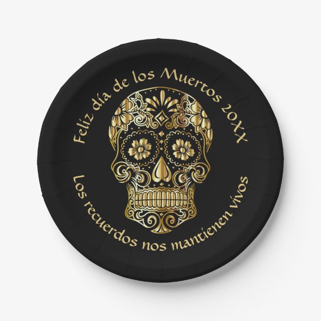 Day of The Dead - Customise Add Name & Message  7" Paper Plate (Front)