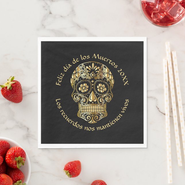 Day of The Dead - Customise Add Name & Message Napkin (Insitu)
