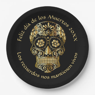 Day of The Dead - Customise Add Name & Message Paper Plate