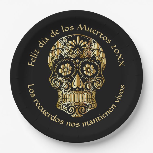 Day of The Dead - Customise Add Name & Message Paper Plate (Front)