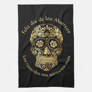 Day of The Dead - Customise Add Name & Message Tea Towel