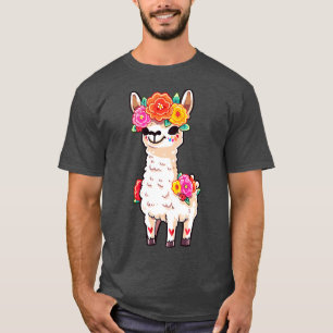 day of the dead cute llama llama flowers 2 T-Shirt