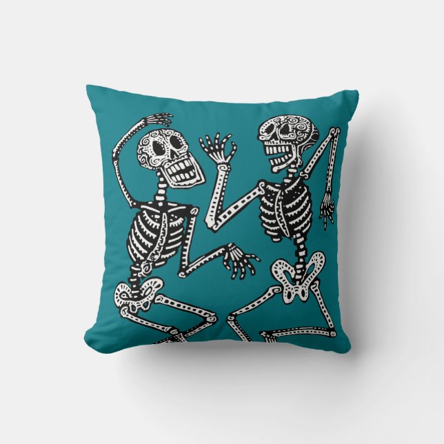 Day of the Dead Dancing Skeletons - Customise! Cushion (Front)