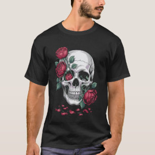Day of The Dead Dark Gothic Floral Sugar Skull T-Shirt