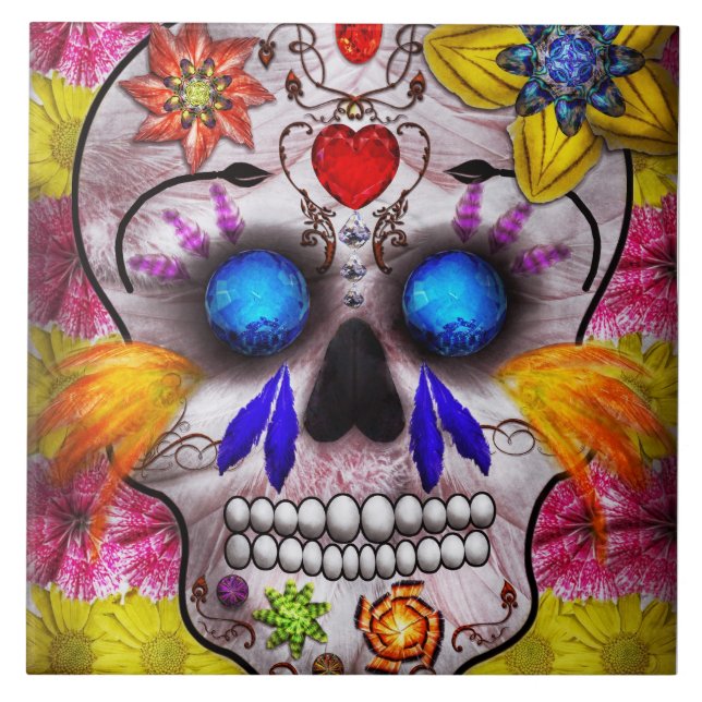 Day of the Dead - Death Mask Ceramic Tile (Front)
