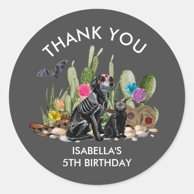 Day of the Dead Dia De Los Muertos Birthday Favour Classic Round Sticker (Front)