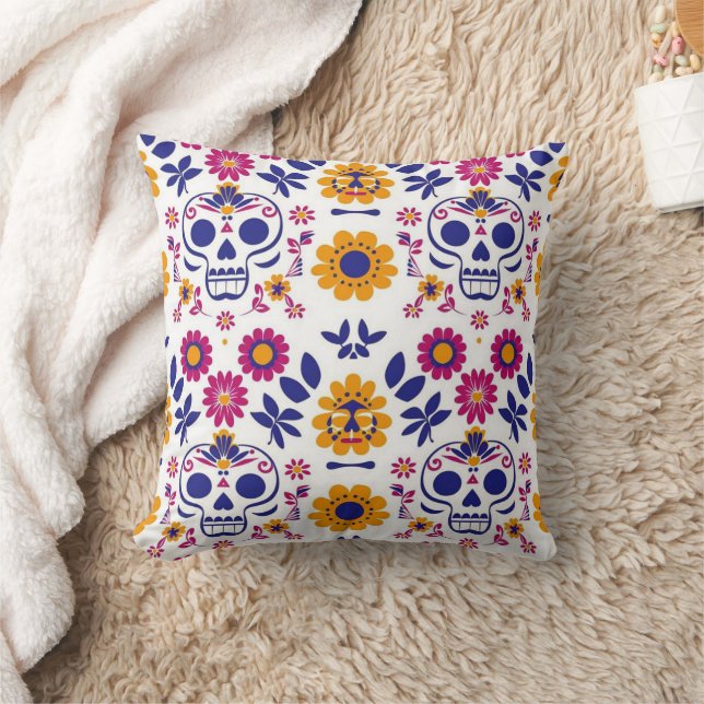 Day of the Dead | Día de Los Muertos Sugar Skull Cushion (Blanket)