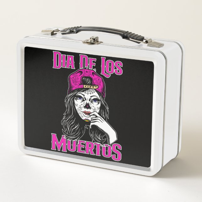 Day Of The Dead Dia De Los Muertos Sugar Skull Metal Lunch Box (Front)