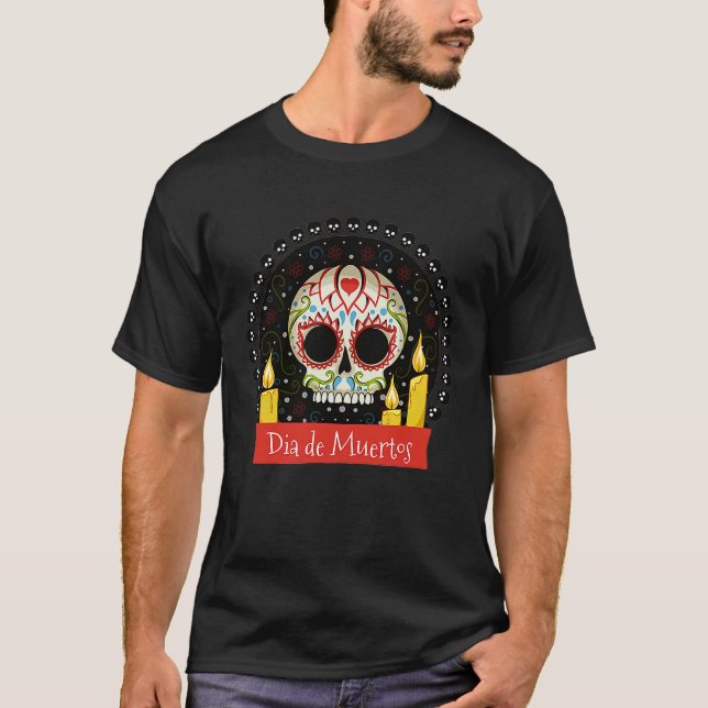 Day of the Dead Dia De Muertos Cute Sugar Skull Ca T-Shirt (Front)