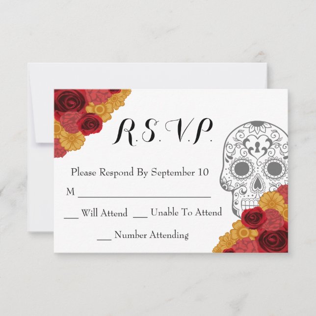 Day of the Dead Dia Los Muertos RSVP Wedding Card (Front)