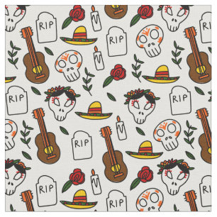 day of the dead doodle fabric