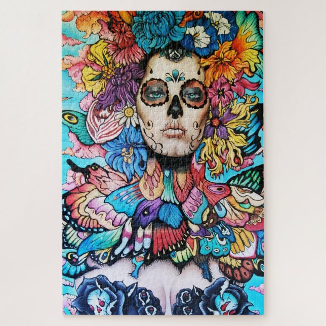 Day of the Dead Floral Skull Jigsaw Puzzle (Vertical)