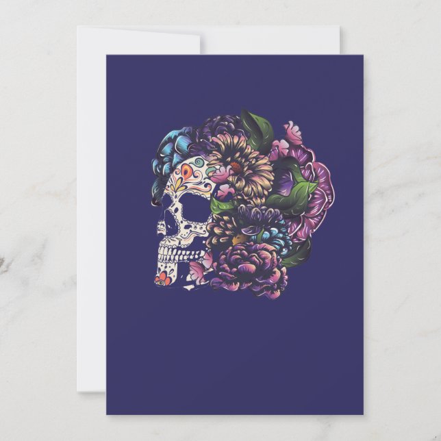 Day of the dead floral sugar skull with flowers invitation (Front)