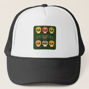 Day Of The Dead Funny Mexican Sugar Skulls Lover Trucker Hat