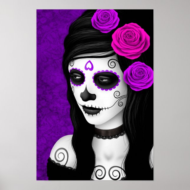 Day of the Dead Girl with Purple Roses Poster (Front)