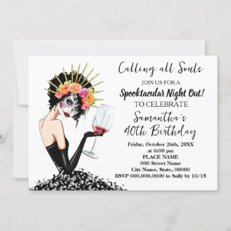 Day of the Dead Girls Night Out Halloween Birthday Invitation