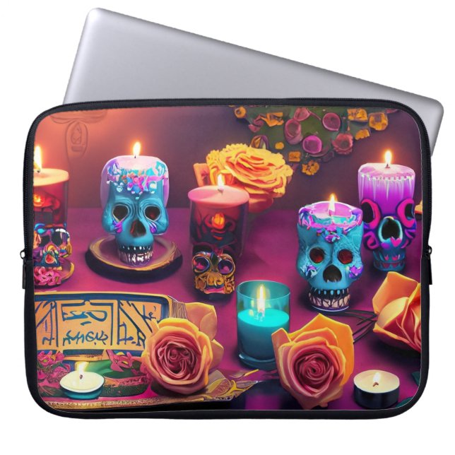 Day of the Dead Graphic Tote Laptop Sleeve (Front)
