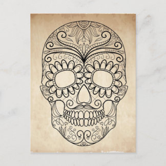 Day Of The Dead Grungy Skull Postcard